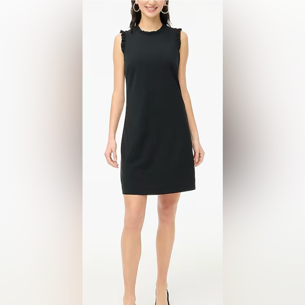 J.Crew Ruffleneck suiting dress Size 6 Black NWT